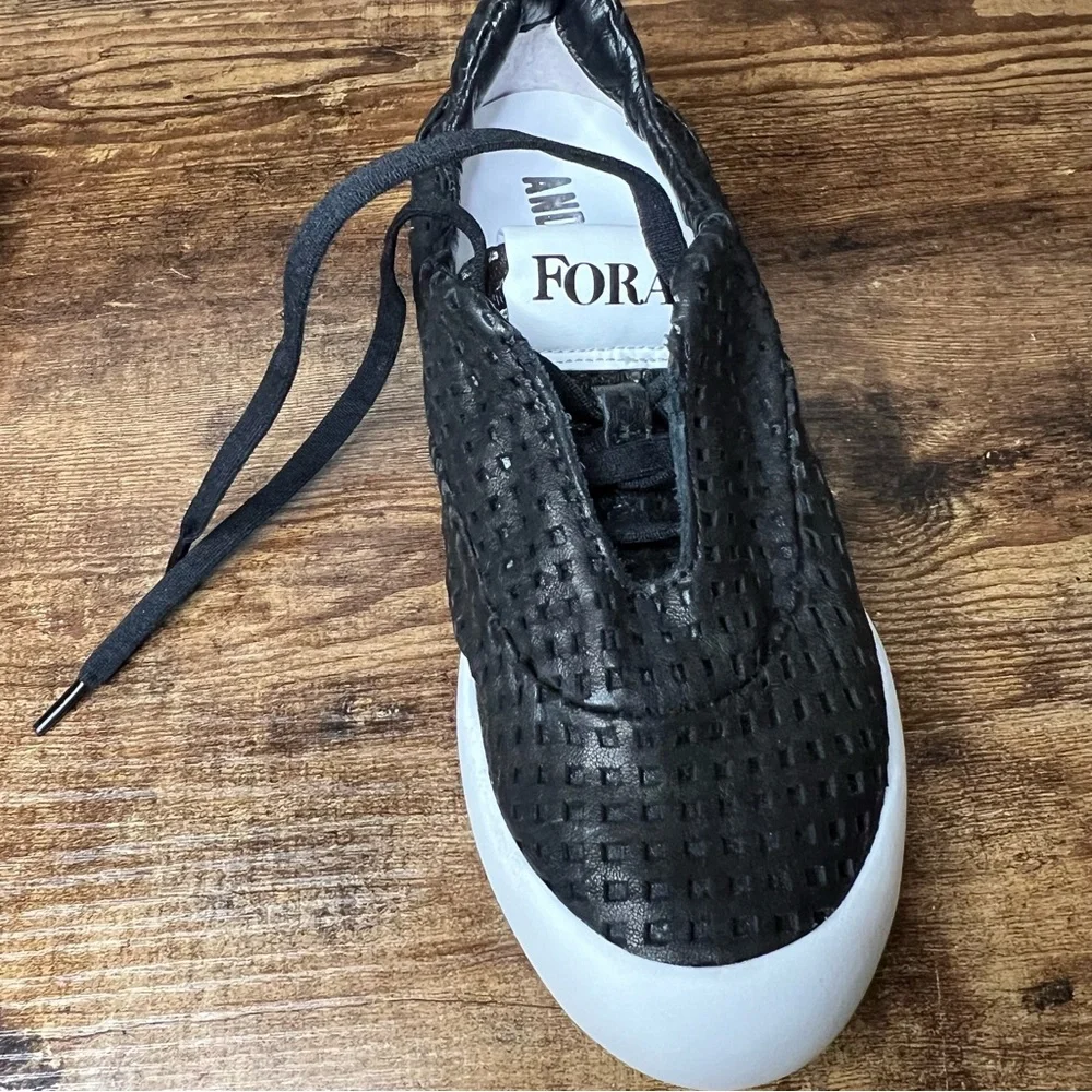 Andia Fora Black Italian Sneakers Cut Out Patterned Leather‎ NEW women's 38/7.5